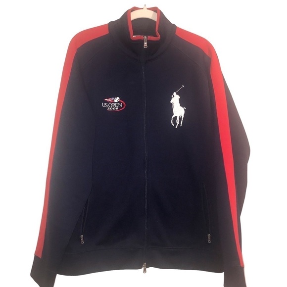 Ralph Lauren US Open Series 2008 Track Jacket Blue Red Stripe Mens X Large